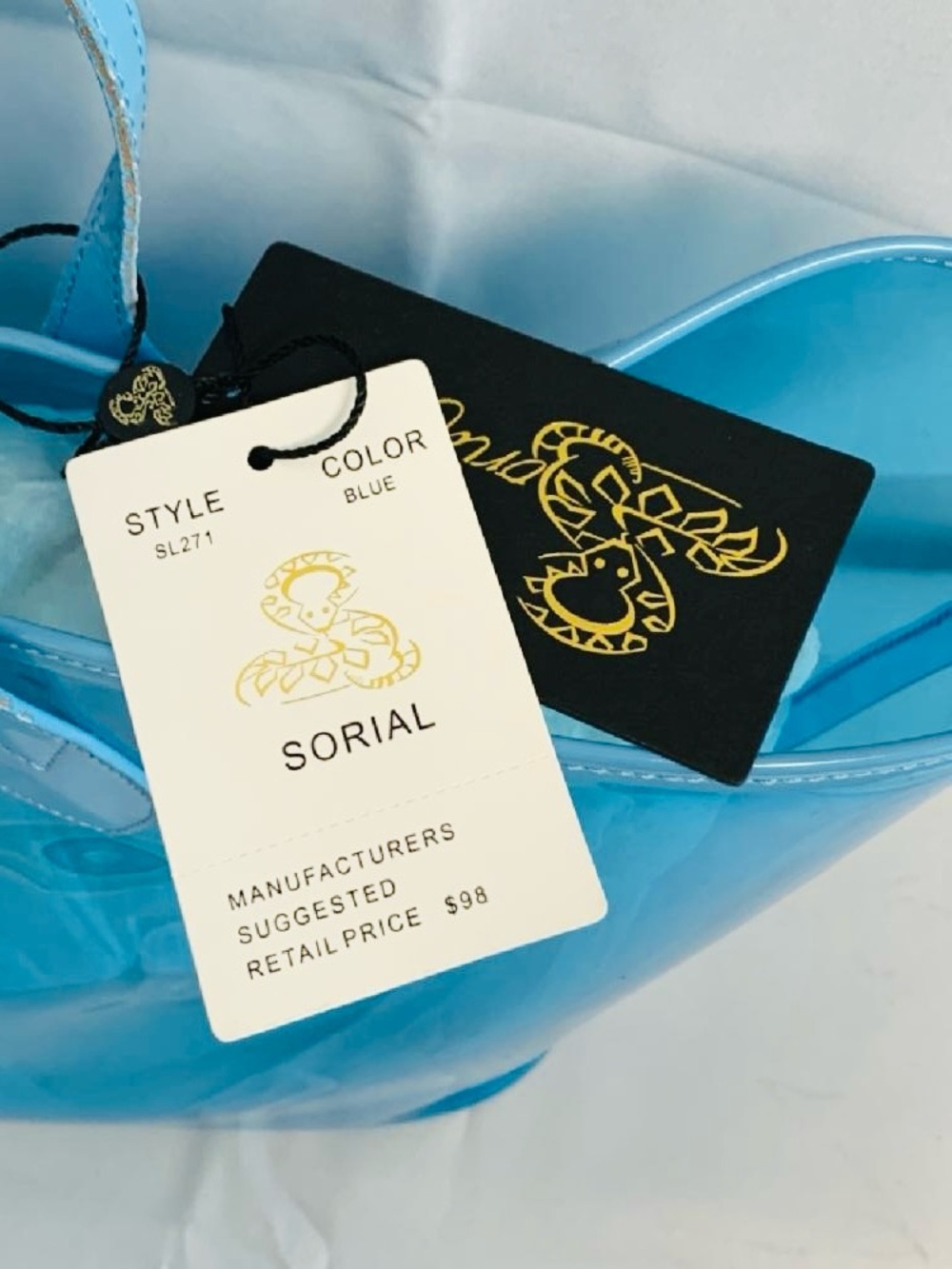SORIAL CLEAR BLUE SPLASH TOTE SHOULDER BAG: YOUR SUMMER BEACH & POOL COMPANION - Picture 10 of 10